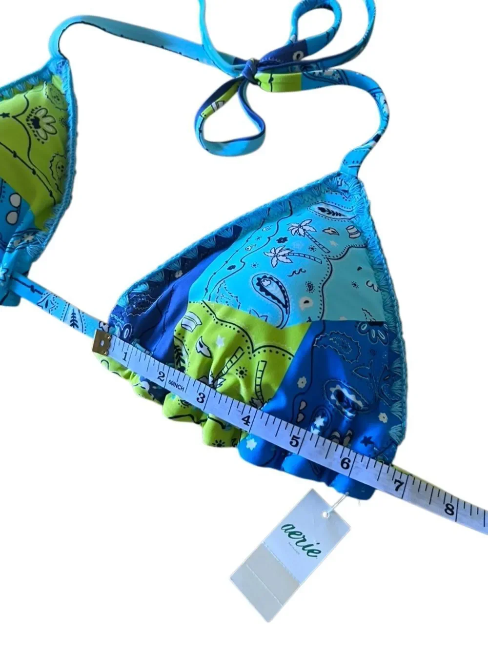 Aerie Crochet Trim String Triangle Bikini Top Size Large